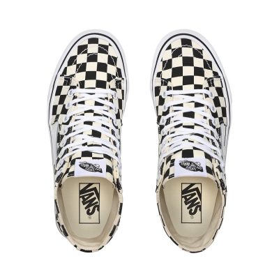 Vans Checkerboard Sk8-Hi Tapered - Kadın Bilekli Ayakkabı (Siyah Beyaz)